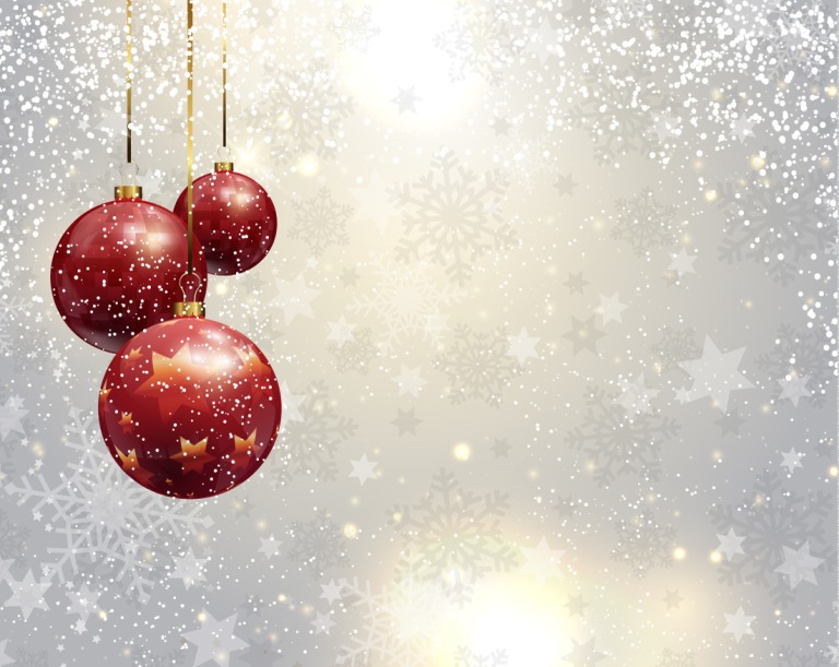 Silber Weihnachten Hintergrund rote Kugeln - kostenloses Bild